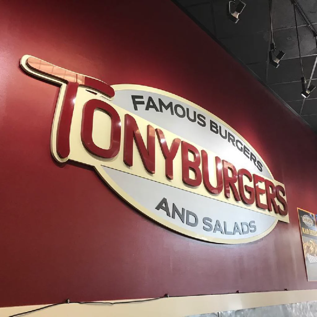 Tonyburgers premium burgers original sign.