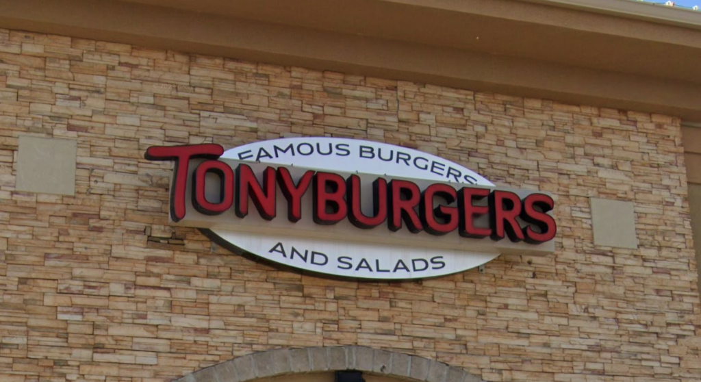 Tonyburgers clinton location sign.