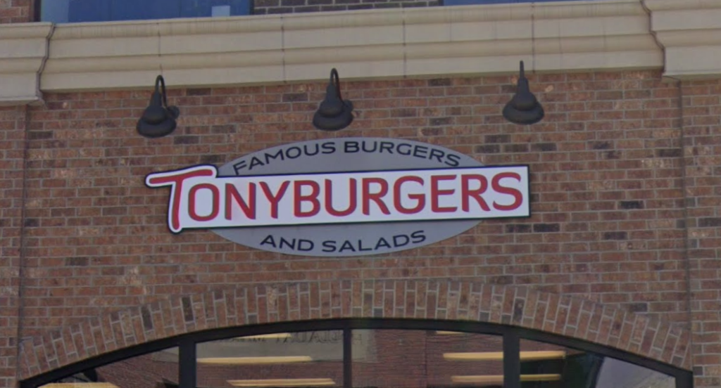Tonyburgers holladay location sign.
