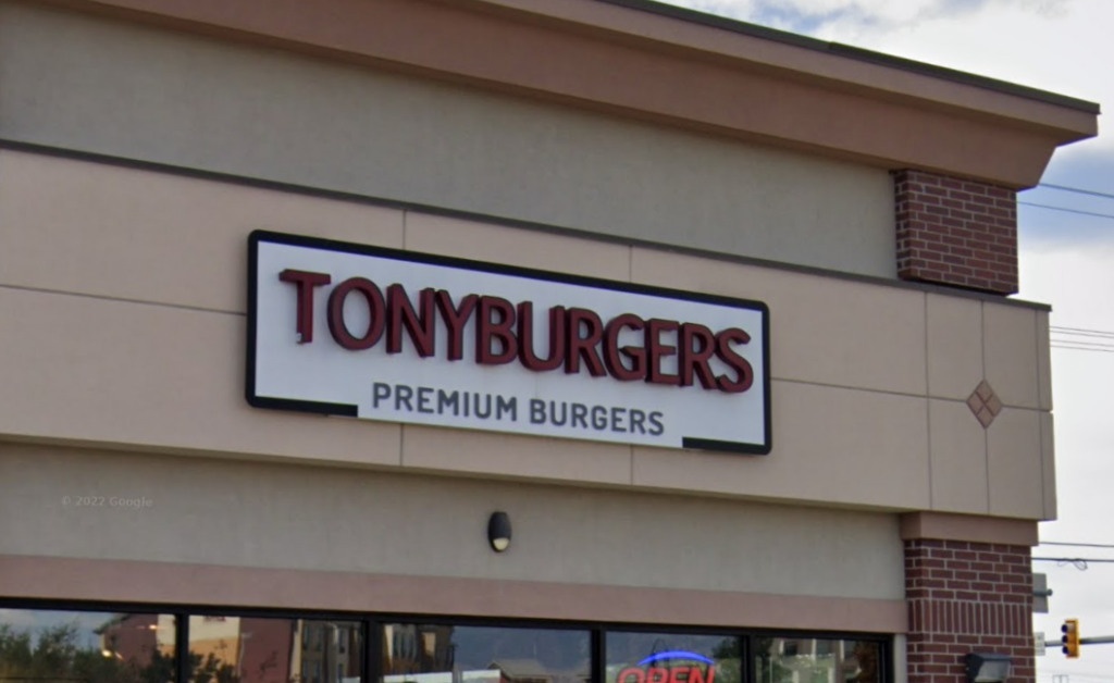 Tonyburgers west jordan location sign.